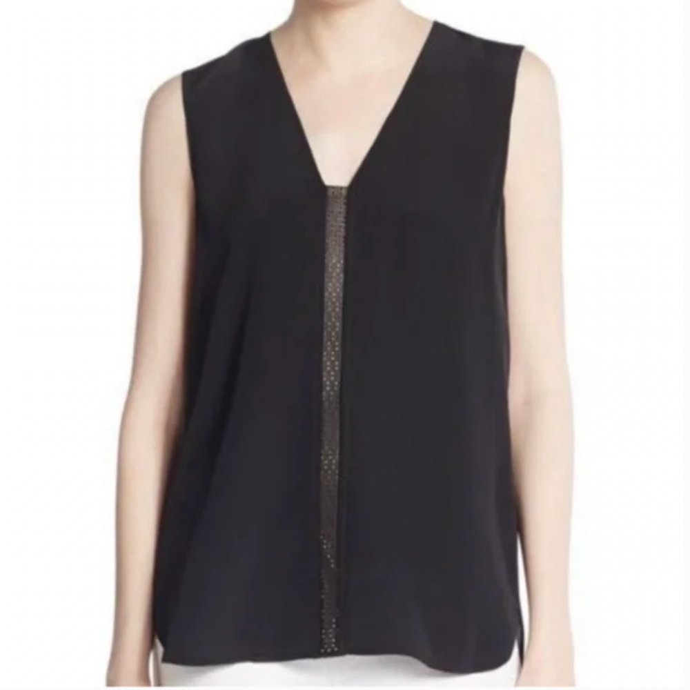Vince Silk and Leather Blouse